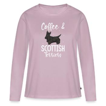 Terrier écossais Scottie Chien - T-shirt manches longues Premium bio Femme - rose poudré - Devant - Julia (174cm)