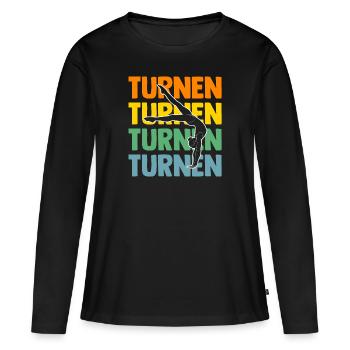 Turnen Gymnastik Turner - Frauen Premium Bio Langarmshirt - Schwarz - Vorne - Julia (174cm)