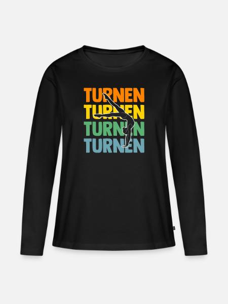 Turnen Gymnastik Turner - Frauen Premium Bio Langarmshirt - Schwarz