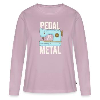 Pedal zur Metallnähmaschine - Frauen Premium Bio Langarmshirt - Altrosa - Vorne - Julia (174cm)