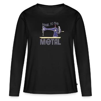 Pedal zur Metallnähmaschine - Frauen Premium Bio Langarmshirt - Schwarz - Vorne - Julia (174cm)