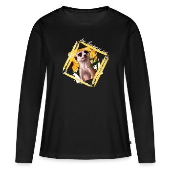 Meerkat cute mongoose with saying - Women's Premium Organic Long Sleeve Shirt - black - Front - Julia (174cm)