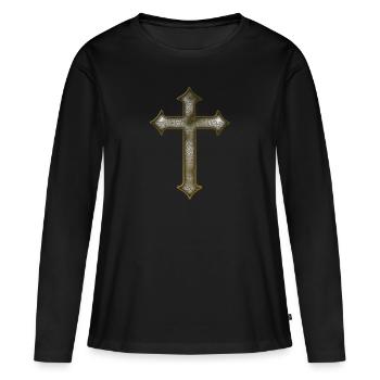 Traverser le Moyen Âge - T-shirt manches longues Premium bio Femme - noir - Devant - Julia (174cm)