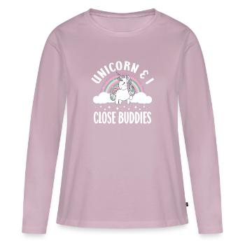 Vintage Rainbow Unicorn & I - Close Buddies Spirit - T-shirt manches longues Premium bio Femme - rose poudré - Devant - Julia (174cm)