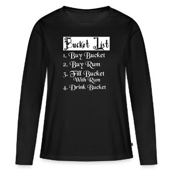 Liste des seaux 1. Acheter un seau 2. Acheter du rhum Boisson alcoolisée - T-shirt manches longues Premium bio Femme - noir - Devant - Julia (174cm)