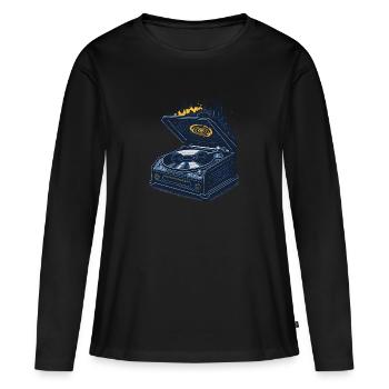 Tourne-disque Spaceman - T-shirt manches longues Premium bio Femme - noir - Devant - Julia (174cm)