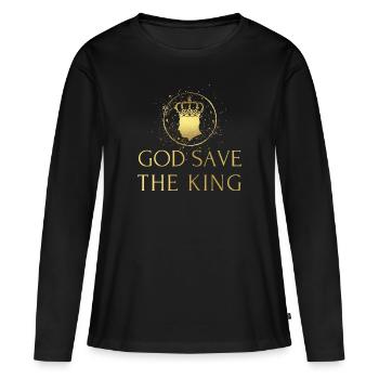Couronnement du roi britannique Charles Angleterre Drapeau - T-shirt manches longues Premium bio Femme - noir - Devant - Julia (174cm)