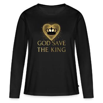Britischer König Krönung Charles England Flagge - Frauen Premium Bio Langarmshirt - Schwarz - Vorne - Julia (174cm)