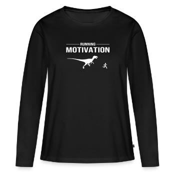 Running motivation - Course à pied dino - T-shirt manches longues Premium bio Femme - noir - Devant - Julia (174cm)