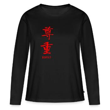 Respect en chinois - T-shirt manches longues Premium bio Femme - noir - Devant - Julia (174cm)