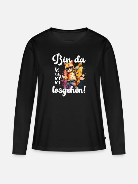 Bin da kann losgehen - Frauen Premium Bio Langarmshirt - Schwarz