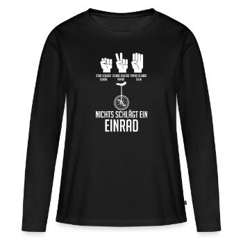 Kunstrad Fahrrad Einrad - Frauen Premium Bio Langarmshirt - Schwarz - Vorne - Julia (174cm)