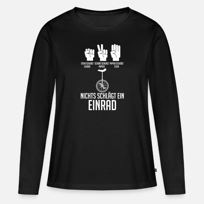 Kunstrad Fahrrad Einrad - Frauen Premium Bio Langarmshirt - Schwarz