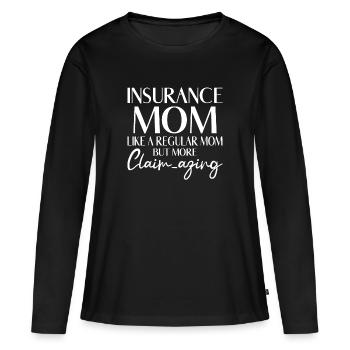 Agent d’assurance Meilleur courtier d’assurance maman au monde - T-shirt manches longues Premium bio Femme - noir - Devant - Julia (174cm)