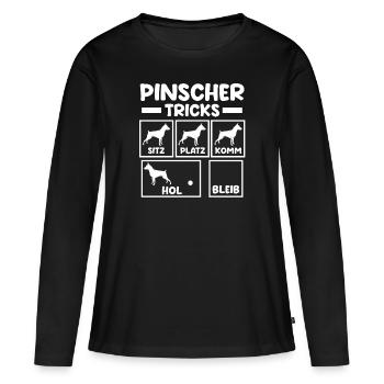Hund Pinscher - Frauen Premium Bio Langarmshirt - Schwarz - Vorne - Julia (174cm)