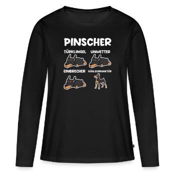 Hund Pinscher - Frauen Premium Bio Langarmshirt - Schwarz - Vorne - Julia (174cm)