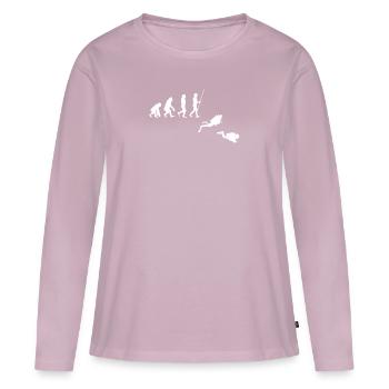 Évolution du plongeur drôle de plongeur - T-shirt manches longues Premium bio Femme - rose poudré - Devant - Julia (174cm)