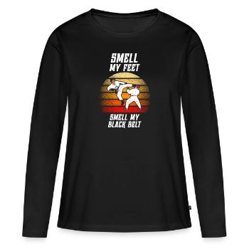 Smell My Feet Smell My Black Belt Karate - Women's Premium Organic Long Sleeve Shirt - black - Front - Julia (174cm)
