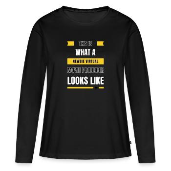 Producteur de films virtuels débutant - T-shirt manches longues Premium bio Femme - noir - Devant - Julia (174cm)