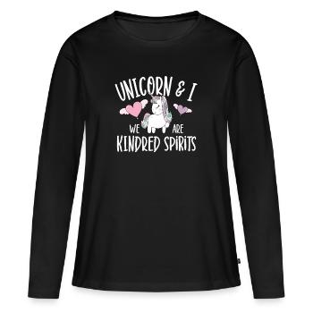 Vintage Rainbow Unicorn & I - Close Buddies Spirit - Women's Premium Organic Long Sleeve Shirt - black - Front - Julia (174cm)
