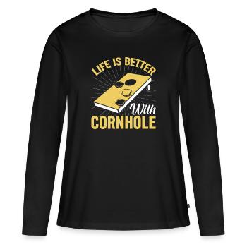 Cornhole life is better with - Women's Premium Organic Long Sleeve Shirt - black - Front - Julia (174cm)