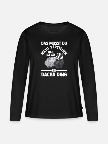 Tiermotiv Dachs - Frauen Premium Bio Langarmshirt - Schwarz