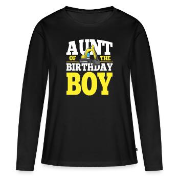Aunt Of the Birthday Boy Construction Family Party - Frauen Premium Bio Langarmshirt - Schwarz - Vorne - Julia (174cm)