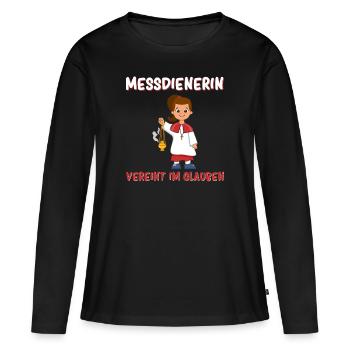 Messdienerin Im Glauben Vereint - Frauen Premium Bio Langarmshirt - Schwarz - Vorne - Julia (174cm)