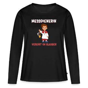 Messdiener Im Glauben Vereint - Frauen Premium Bio Langarmshirt - Schwarz - Vorne - Julia (174cm)
