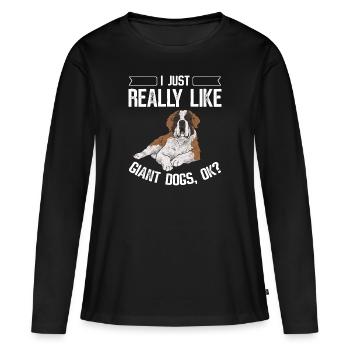 St. Bernard St. Bernard Dog Dog - Women's Premium Organic Long Sleeve Shirt - black - Front - Julia (174cm)