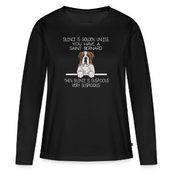 St. Bernard St. Bernard Dog Dog - Women's Premium Organic Long Sleeve Shirt - black - Front - Julia (174cm)