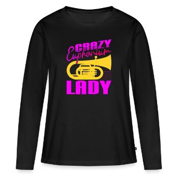Crazy Euphorium Lady Baritone Player Gifts - Women's Premium Organic Long Sleeve Shirt - black - Front - Julia (174cm)