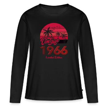 Vintage Année 1966 Edition Limitée Rouge - T-shirt manches longues Premium bio Femme - noir - Devant - Julia (174cm)