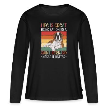 St. Bernard St. Bernard Dog Dog - Women's Premium Organic Long Sleeve Shirt - black - Front - Julia (174cm)