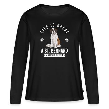 St. Bernard St. Bernard Dog Dog - Women's Premium Organic Long Sleeve Shirt - black - Front - Julia (174cm)