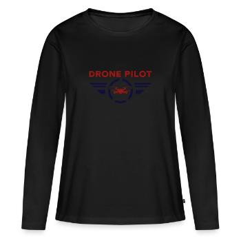 Pilote de drone - T-shirt manches longues Premium bio Femme - noir - Devant - Julia (174cm)