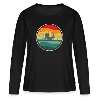 Ville vintage Kiev - T-shirt manches longues Premium bio Femme - noir - Devant - Julia (174cm)