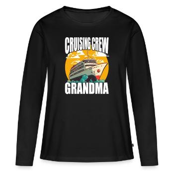 Équipage de croisière - Grand-mère - Vacances et famille - T-shirt manches longues Premium bio Femme - noir - Devant - Julia (174cm)
