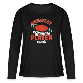 Ultimate Frisbee Wurfscheibe - Frauen Premium Bio Langarmshirt - Schwarz - Vorne - Julia (174cm)