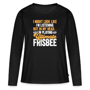 Ultimate Frisbee Wurfscheibe - Frauen Premium Bio Langarmshirt - Schwarz - Vorne - Julia (174cm)
