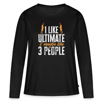 Ultimate Frisbee Wurfscheibe - Frauen Premium Bio Langarmshirt - Schwarz - Vorne - Julia (174cm)