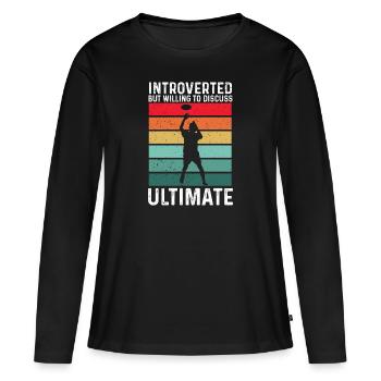 Ultimate Frisbee Wurfscheibe - Frauen Premium Bio Langarmshirt - Schwarz - Vorne - Julia (174cm)