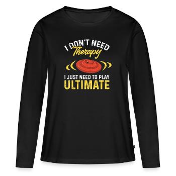 Ultimate Frisbee Wurfscheibe - Frauen Premium Bio Langarmshirt - Schwarz - Vorne - Julia (174cm)