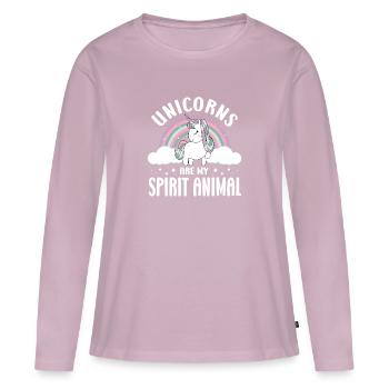 Vintage Rainbow Unicorn & I - Close Buddies Spirit - T-shirt manches longues Premium bio Femme - rose poudré - Devant - Julia (174cm)