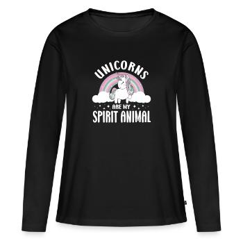 Vintage Rainbow Unicorn & I - Close Buddies Spirit - Women's Premium Organic Long Sleeve Shirt - black - Front - Julia (174cm)