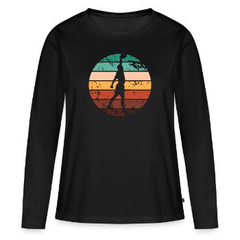 Ultimate Frisbee Wurfscheibe - Frauen Premium Bio Langarmshirt - Schwarz - Vorne - Julia (174cm)