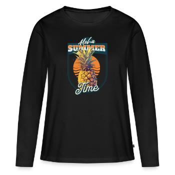 Aloha Heure d’été - T-shirt manches longues Premium bio Femme - noir - Devant - Julia (174cm)