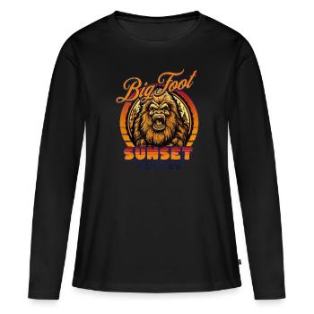 Big Foot SUNSET SEEKER - Frauen Premium Bio Langarmshirt - Schwarz - Vorne - Julia (174cm)