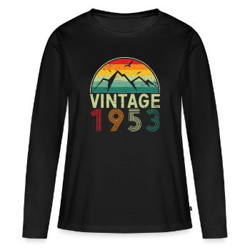 Célébrons 70 ans de génial depuis 1953Unique D - T-shirt manches longues Premium bio Femme - noir - Devant - Julia (174cm)