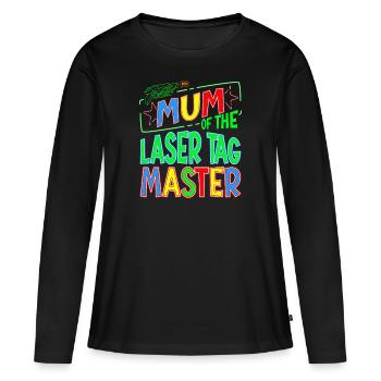 Maman Maman du Laser Tag Birthday Boy Master - T-shirt manches longues Premium bio Femme - noir - Devant - Julia (174cm)